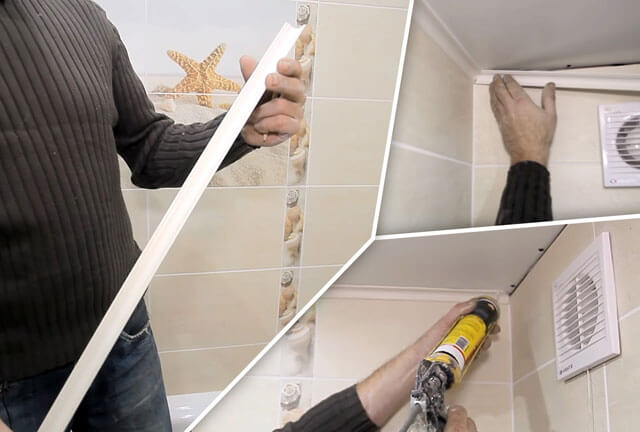 как прикрепить потолочный плинтус к потолку