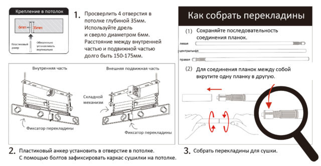 Крепление элементов к потолку