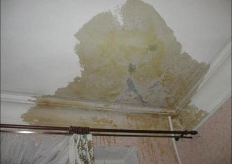 Затопление потолка из гипсокартона